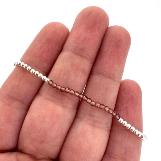 Wholesale 925 Sterling Silver 2mm Smooth Beaded Stretchy Bracelet with Seed Pearls or Natural Gemstone