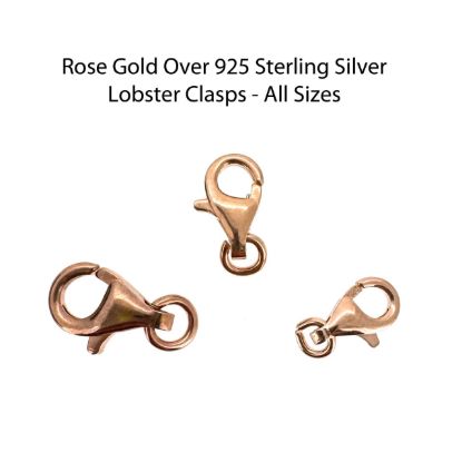 Wholesale Rose Gold Over 925 Sterling Silver Lobster Clasp - All Sizes (sold per piece)