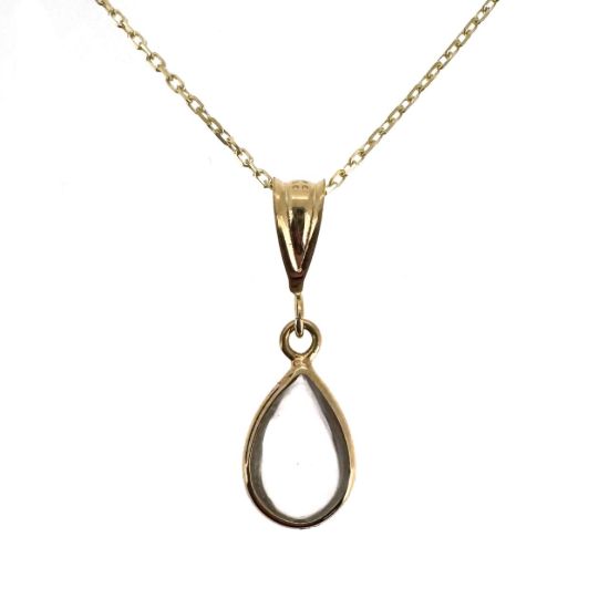Wholesale 14K Yellow Gold Natural Teardrop Gemstone Birthstone Necklace - 18" 