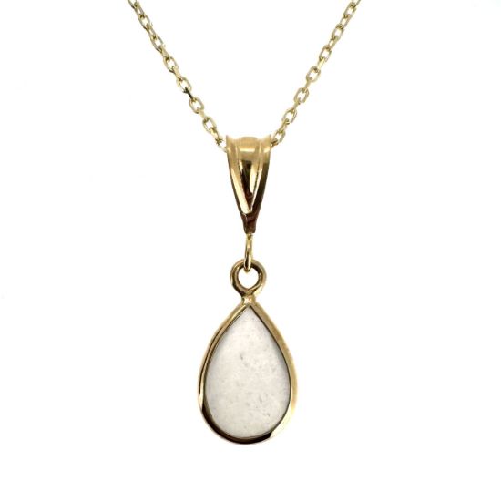 Wholesale 14K Yellow Gold Natural Teardrop Gemstone Birthstone Necklace - 18" 