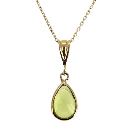 Wholesale 14K Yellow Gold Natural Teardrop Gemstone Birthstone Necklace - 18" 