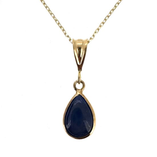 Wholesale 14K Yellow Gold Natural Teardrop Gemstone Birthstone Necklace - 18" 