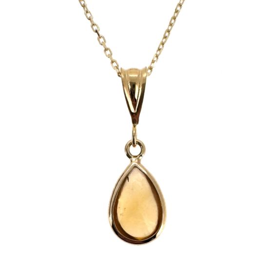 Wholesale 14K Yellow Gold Natural Teardrop Gemstone Birthstone Necklace - 18" 