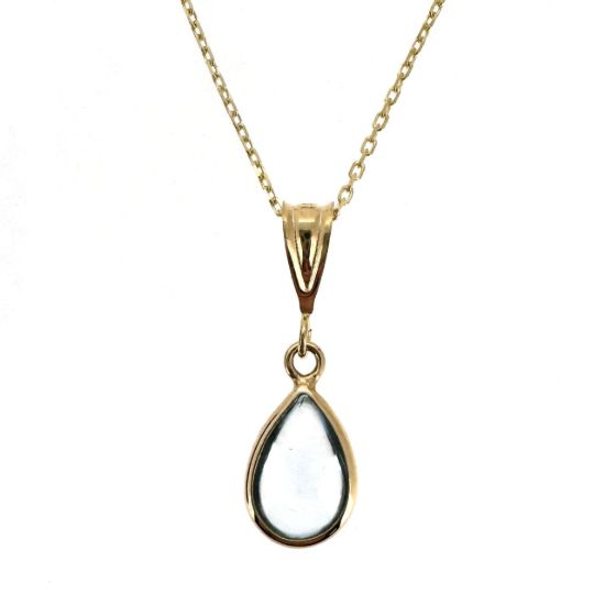 Wholesale 14K Yellow Gold Natural Teardrop Gemstone Birthstone Necklace - 18" 