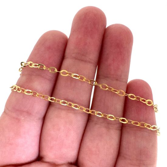 Wholesale Gold Over Sterling Silver  Flat Cable Bulk Chain 2.5x3.5mm (sold per foot)