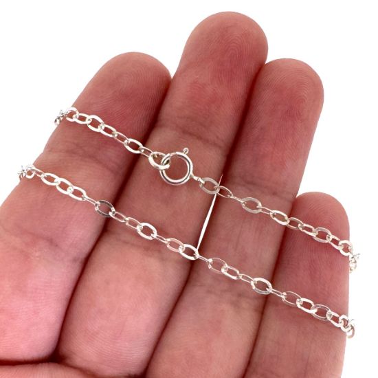 Wholesale 925 Italian Sterling Silver Finished Chain - 3.5mm Flat Oval Cable Chain