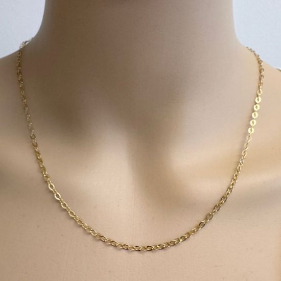 Wholesale Gold over Sterling Silver Finished Chain - Flat Oval Cable Chain