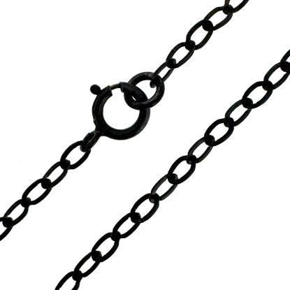 Wholesale Oxidized 925 Italian Sterling Silver Finished Chain - 3.5mm Flat Oval Cable Chain