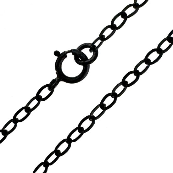 Wholesale Oxidized 925 Italian Sterling Silver Finished Chain - 3.5mm Flat Oval Cable Chain