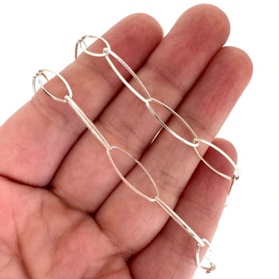 Wholesale Sterling Silver Bulk Chain - 6x18mm Big Diamond Cut Oval Cable Chain (sold per foot)