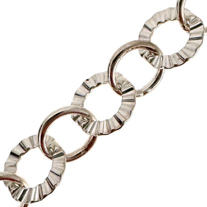 Wholesale Sterling Silver Bulk Chain - 7.5mm Textured and Smooth Circle Rolo Chain (sold per foot)