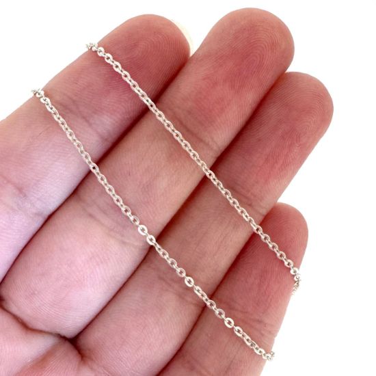 Wholesale Sterling Silver Bulk Chain - 1.3x1.5mm Solid Flat Cable Chain (sold per foot)