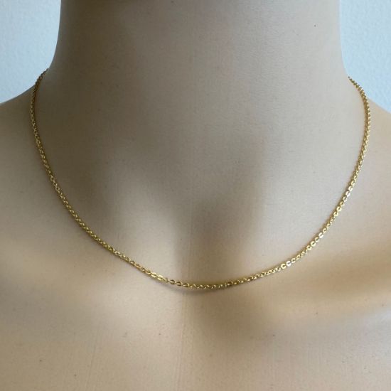 Wholesale Gold over Sterling Silver Bulk Chain - 1.3x1.5mm Solid Flat Cable Chain (sold per foot)
