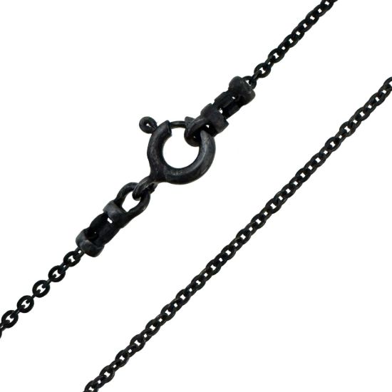 Wholesale Oxidized Sterling Silver Finished Jewelry Chain - Solid Flat Oval Cable Chain