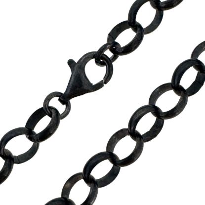 Wholesale Oxidized 925 Sterling Silver Finished Jewelry Chain - Huge Chunky 6.5mm Rolo