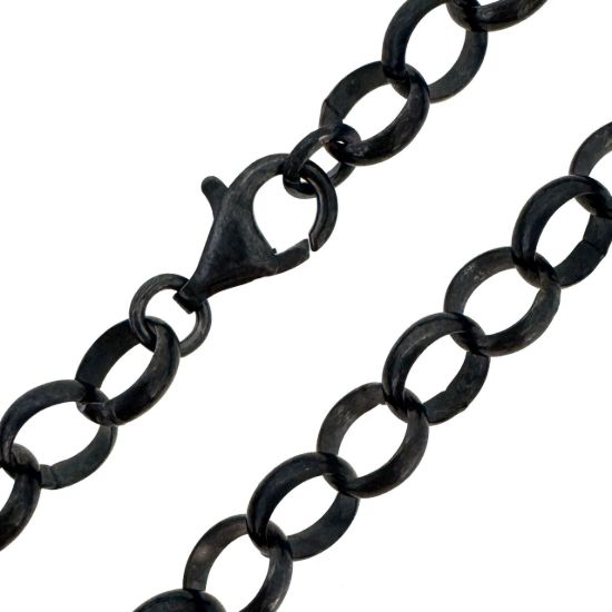 Wholesale Oxidized 925 Sterling Silver Finished Jewelry Chain - Huge Chunky 6.5mm Rolo