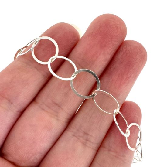 Wholesale 925 Sterling Silver Bulk Chain - 10mm Big Circle Flat Cable Chain