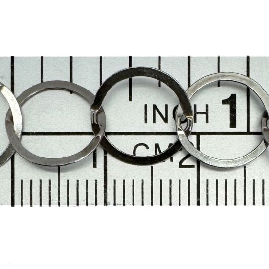 Wholesale Rhodium Over Sterling Silver Bulk Chain - 10mm Big Circle Flat Cable Chain (sold per foot)