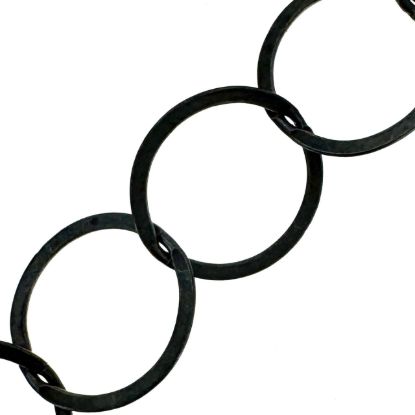 Wholesale Oxidized Sterling Silver Bulk Chain - 10mm Big Circle Flat Cable Chain (sold per foot)