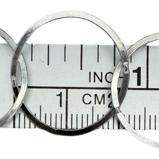 Wholesale Rhodium Plated Over Sterling Silver Bulk Chain - 22mm Extra Big Circle Flat Cable Chain (sold per foot)