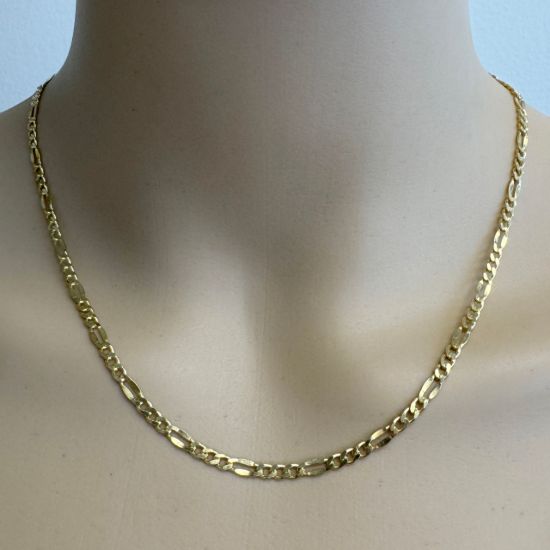 Wholesale Gold Over Sterling Silver Chain - Fancy Figaro Link (sold per foot)