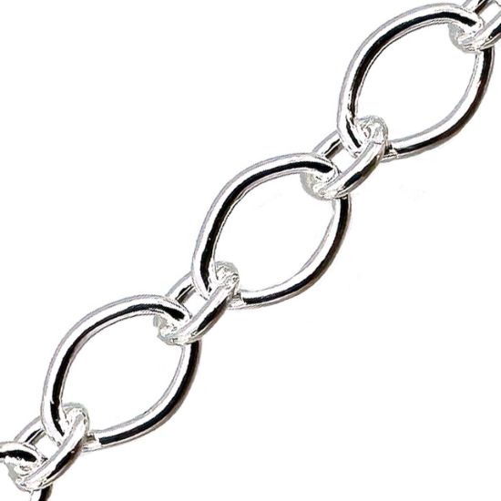 Wholesale 925 Sterling Silver Bulk 1+1 Oval Cable Chain 7mm x 5mm - (sold per foot) 