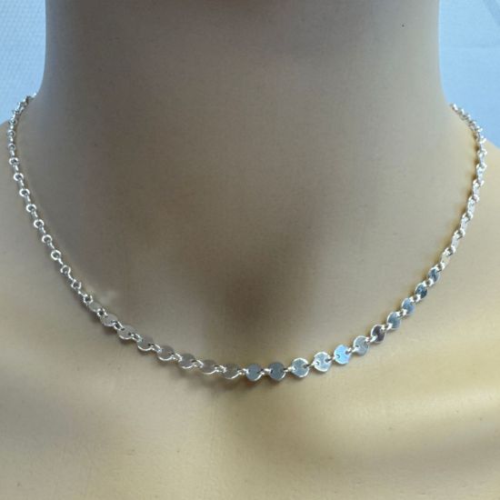 Wholesale 925 Sterling Silver Bulk Chain - 4mm Round Sequin Disc Chain by the foot