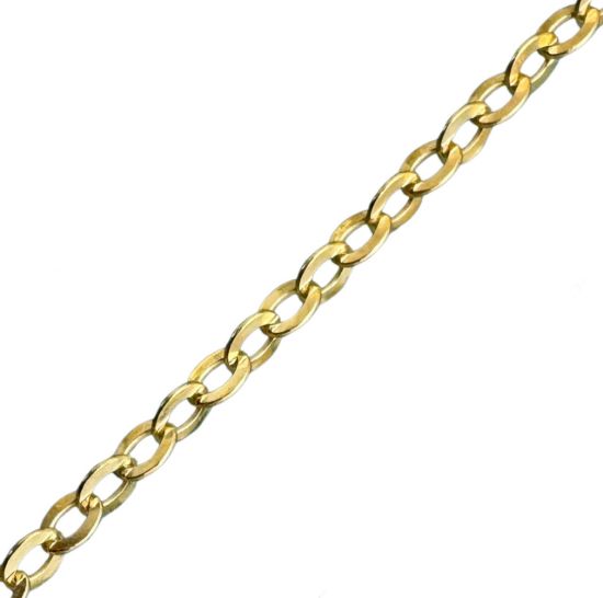 Wholesale 22K Gold Over Sterling Silver Chain - Strong Flat Cable Bulk Chain (Sold Per Foot)