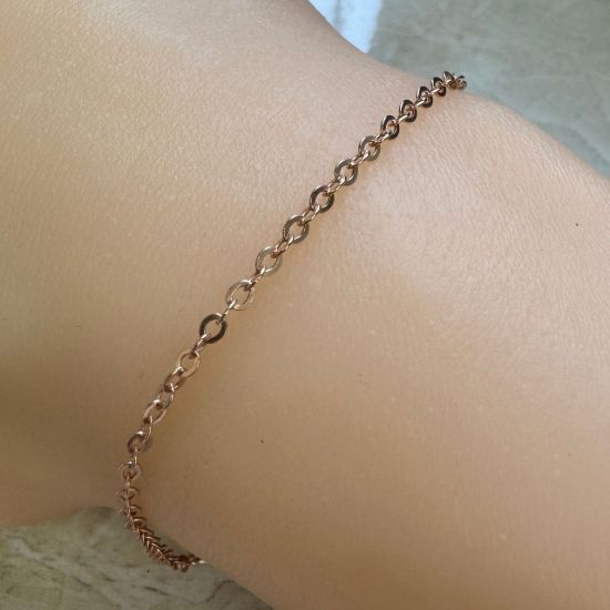 Wholesale Rose Gold Over Sterling Silver Bulk Chain - 2.4x2mm Strong Flat Cable Chain  (Sold Per Foot)