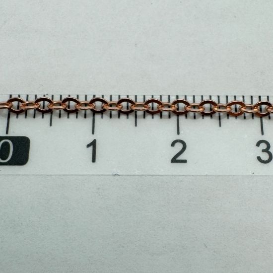 Wholesale Rose Gold Over Sterling Silver Bulk Chain - 2.4x2mm Strong Flat Cable Chain  (Sold Per Foot)