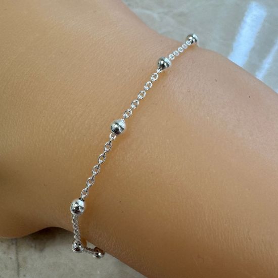 Wholesale Sterling Silver Bulk Chain - 3mm Ball Satellite Bead Chain (sold per foot)