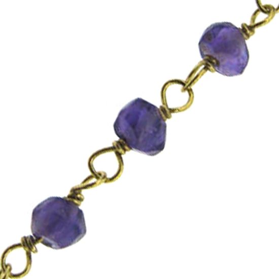 Wholesale Gold over Sterling Silver Amethyst Quartz Rosary Chain By the Foot