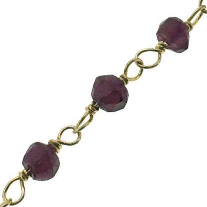 Wholesale Gold over Sterling Silver Garnet Rosary Chain By the Foot