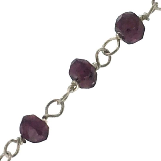 Wholesale Sterling Silver Garnet Rosary Chain By the Foot