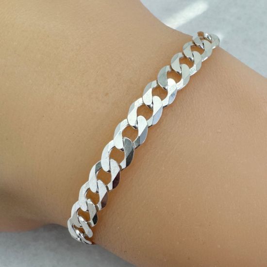 Wholesale Sterling Silver Bulk Chain - Chunky Diamond Curb Chain 7.8 X 6.2mm (sold per foot) 