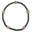 Wholesale Oxidized 925 Sterling Silver 3mm Smooth Beaded Stretchy Bracelet with 6mm Smokey Quartz - 6.5"