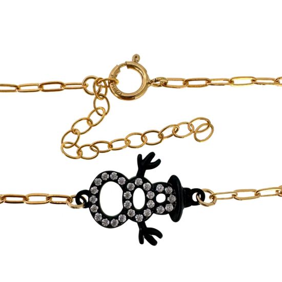 Wholesale 1/20 14K Gold Filled Adjustable Bracelet with Oxidized Silver CZ Snowman Charm - 6.5-8"