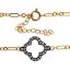 Wholesale 1/20 14K Gold Filled Adjustable Bracelet with Oxidized Silver CZ Clover Charm - 6.5-8"
