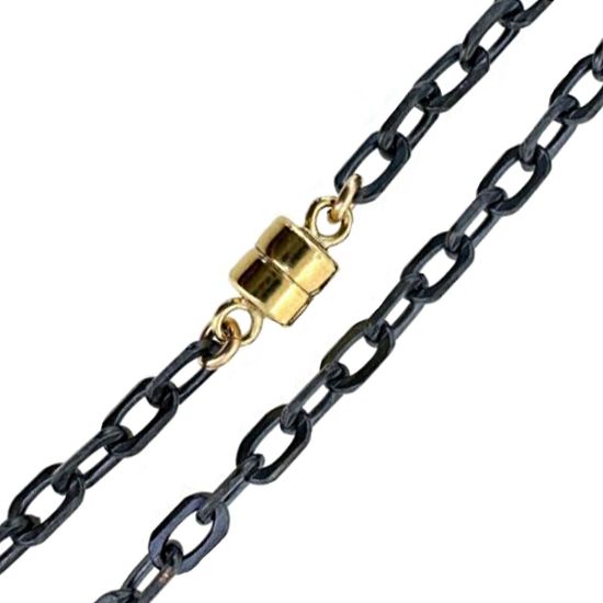 Wholesale Mixed Metal-Gold Filled Magnetic Clasp with Oxidized 925 Sterling Silver 5x3mm Diamond Cut Box chain