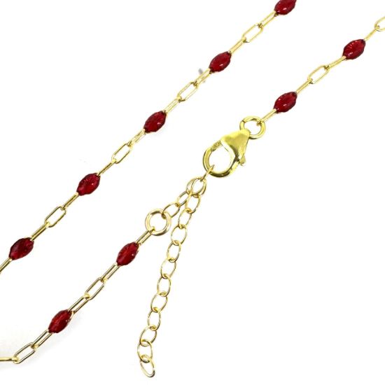 Wholesale 1/20 14k Gold Filled Finished Adjustable Enamel Chain Jewelry - Paperclip Chain with Enamel Birthstone 