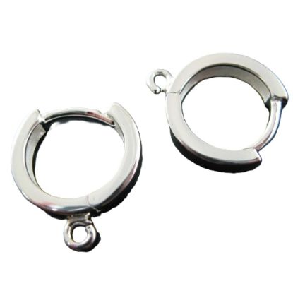 Wholesale Sterling Silver Huggie Hoops Earrings With Ring - 14mm (1 pair)