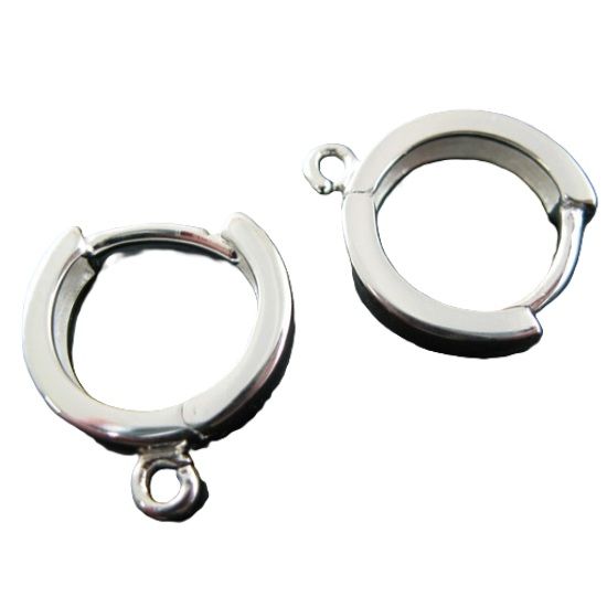 Wholesale Sterling Silver Huggie Hoops Earrings With Ring - 14mm (1 pair)