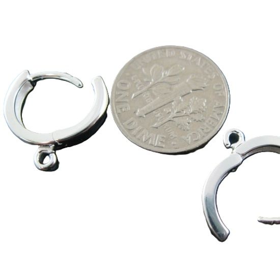 Wholesale Sterling Silver Huggie Hoops Earrings With Ring - 14mm (1 pair)