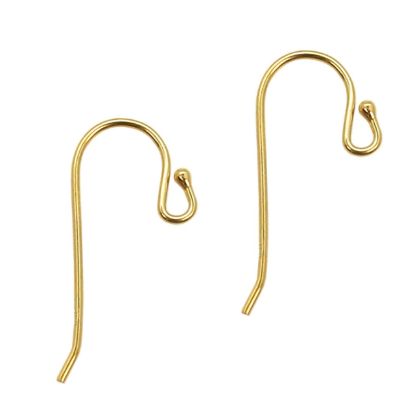 Wholesale Gold Over Sterling Silver Fishhook Earwires with Ball - 25mm (1 pair)