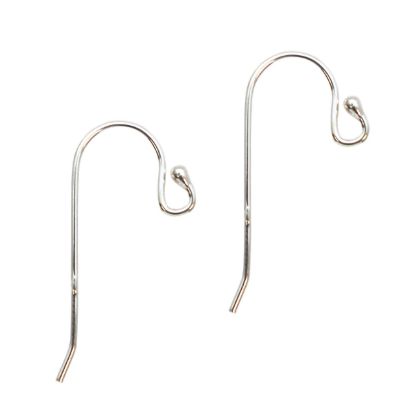 Wholesale Sterling Silver Fishhook earwires with ball - 25mm (1 pair)