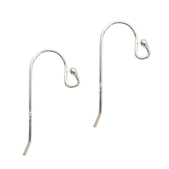 Wholesale Sterling Silver Fishhook earwires with ball - 25mm (1 pair)