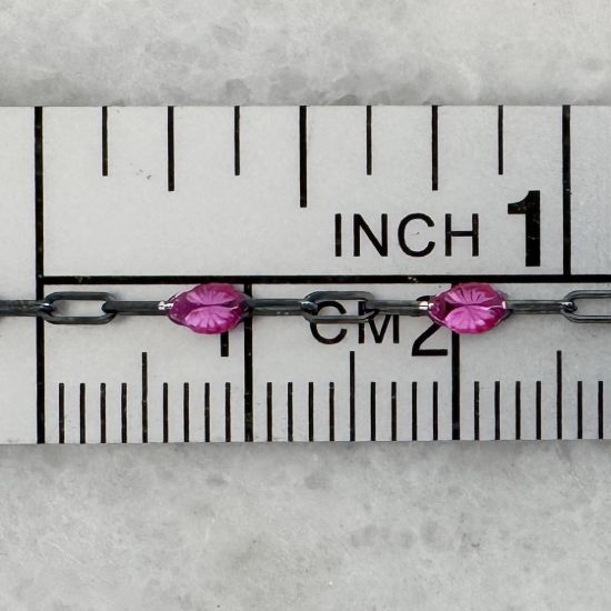 Wholesale Oxidized 925 Sterling Silver Long Box -1+3 PaperClip Enamel Chain (Amethyst Color)-4mm by 1.6mm (Sold per foot)