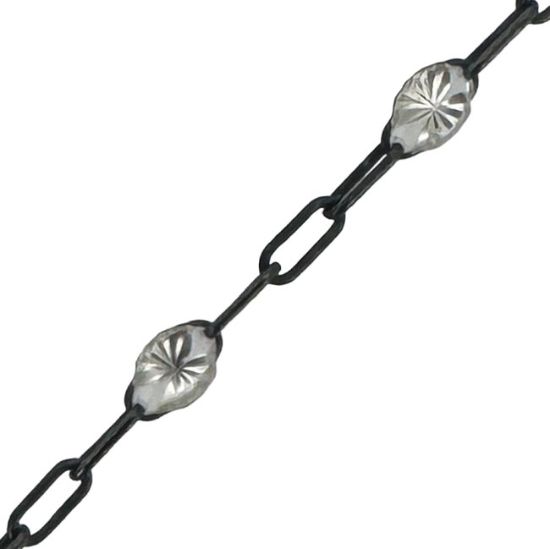 Wholesale Oxidized 925 Sterling Silver Long Box -1+3 PaperClip Enamel Chain (Crystal Clear Color)-4mm by 1.6mm (Sold per foot)