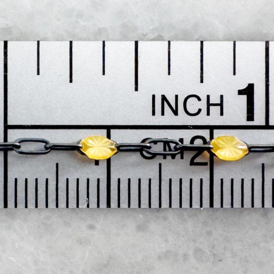 Wholesale Oxidized 925 Sterling Silver Long Box -1+3 PaperClip Enamel Chain (Citrine Color)-4mm by 1.6mm (Sold per foot)