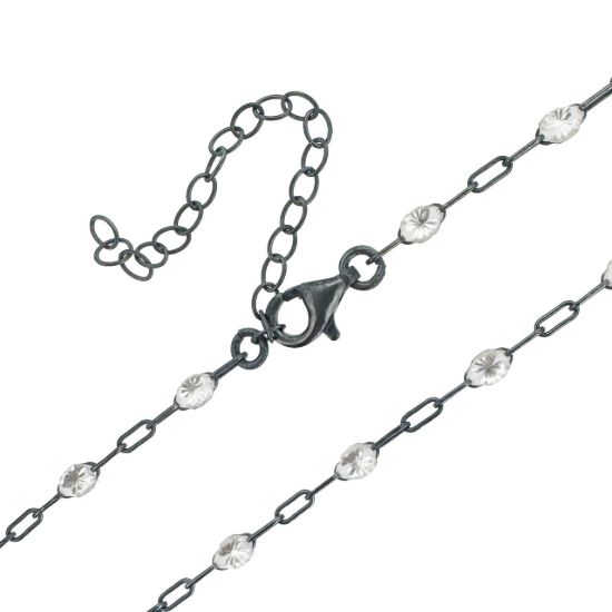 Wholesale Oxidized Sterling Silver Finished Adjustable Enamel Chain Jewelry - Paperclip Chain with Enamel Birthstone
